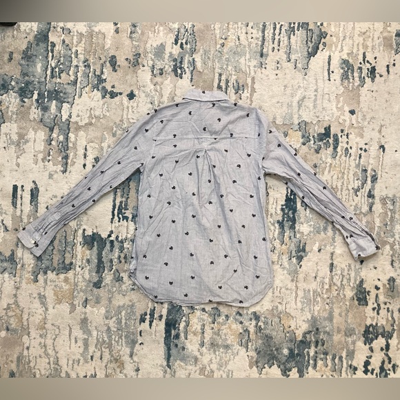 A25 Old Navy “The Classic” Collared Button Shirt Striped Cats Cat Kitty sz XS - Picture 7 of 13